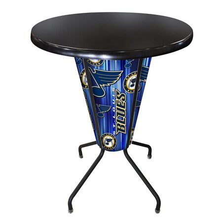 Holland Bar Stool Co Lighted 42" Black St Louis Blues Pub Table, Black, 36" dia. Top L218B42STLBluOD36RBlk